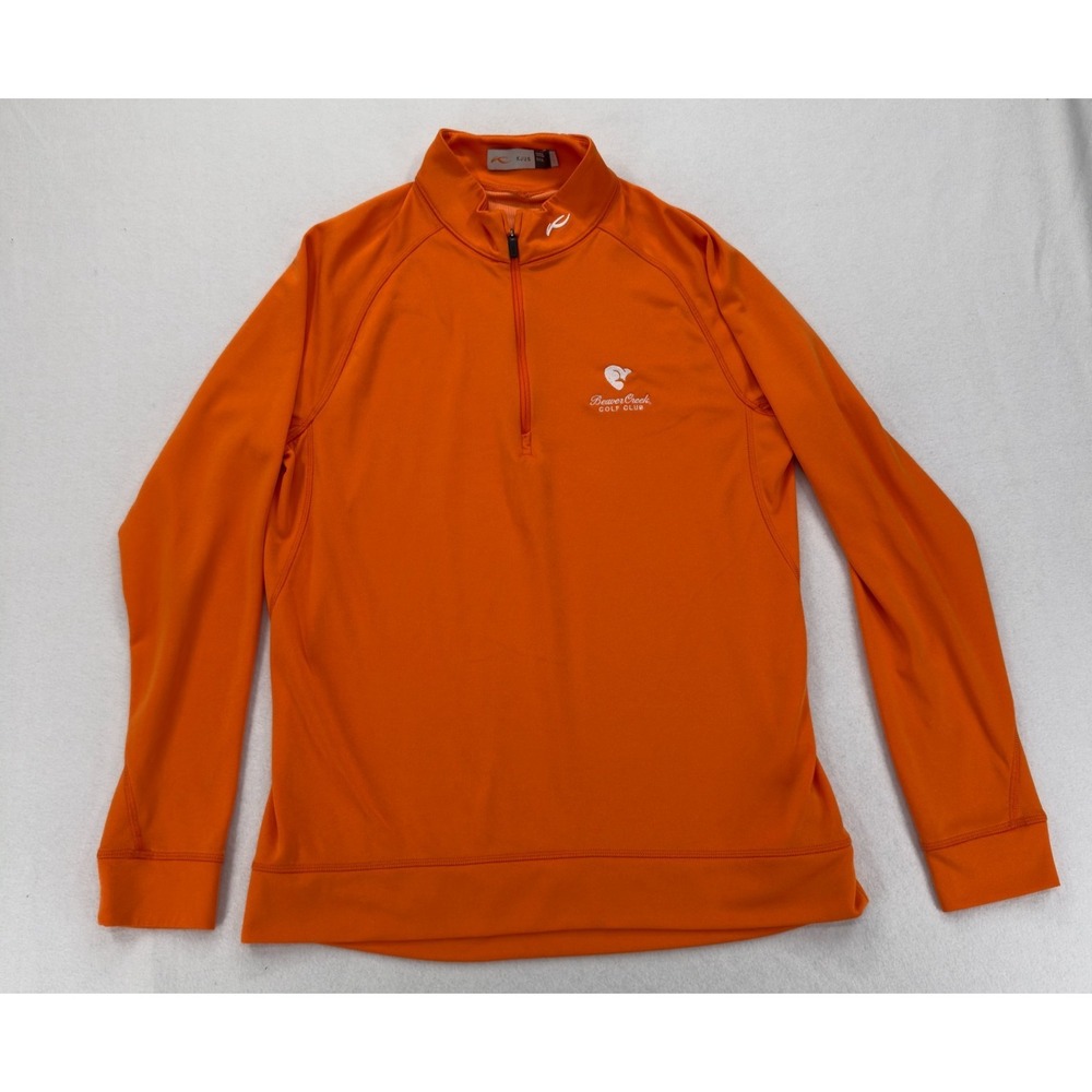 KJUS Shirt Mens Large Orange Keano Half Zip Golf Pullover‎ Beaver Creek UPF50